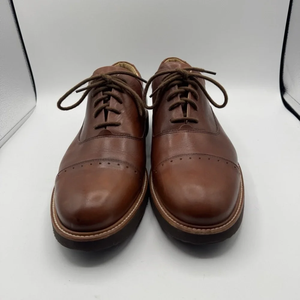 Samuel Hubbard Cap Toe Oxford Shoes Men 12M Brown Leather Vibram Portugal